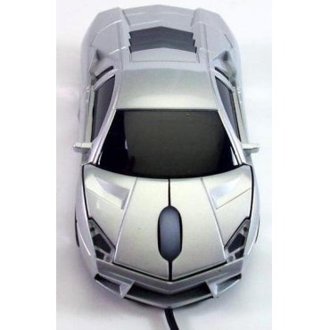 мышка компьютерная проводная  Lamborghini серебристая 