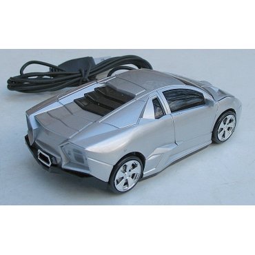 мышка компьютерная проводная  Lamborghini серебристая 