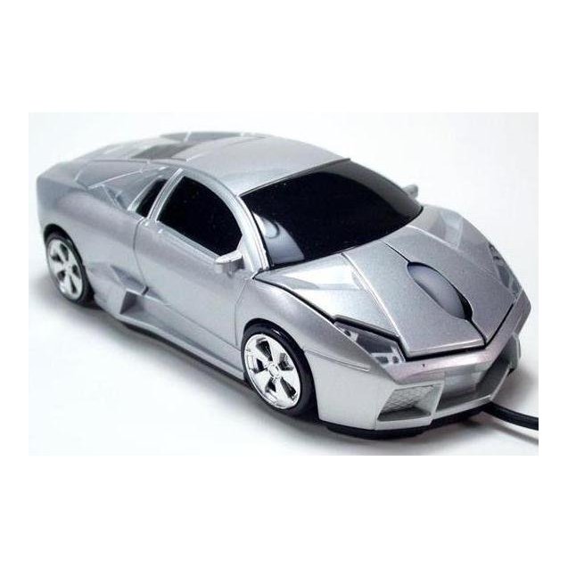 мышка компьютерная проводная  Lamborghini серебристая 