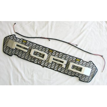 Ford Ranger  T7 решетка радиатора LED габариты стиль Raptor лого Silver 