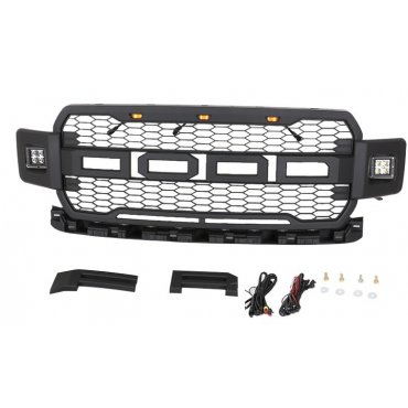 Ford F150 Mk13 2017+ решетка радиатора с LED огнями + LED прожекторами в стиле Raptor KRN